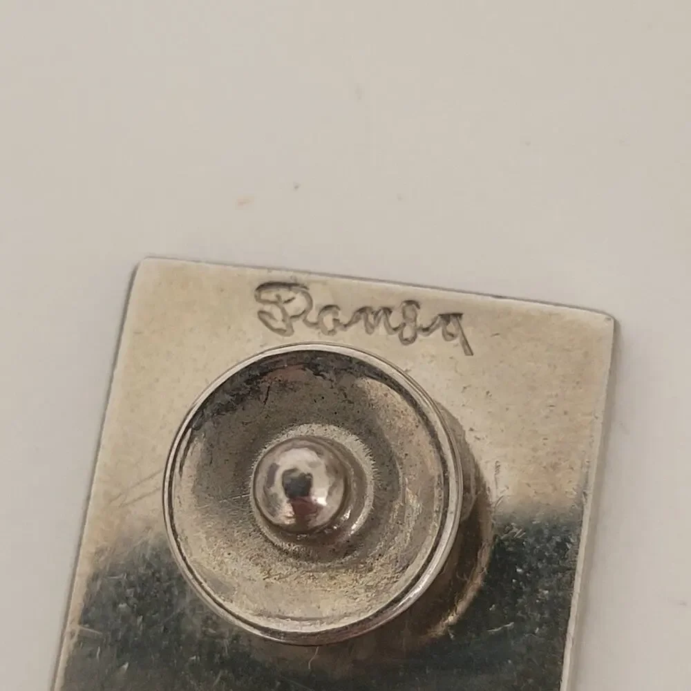 Pansa Vintage Cufflinks Wrap Around Square Silver Tone Meshwrap Brutalist